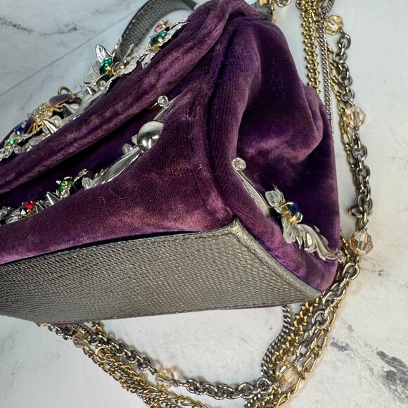 Dolce & Gabanna Velvet Bag Miss Sicily Runway purse Rare 2016 Lizard Metal D&G - Picture 10 of 16
